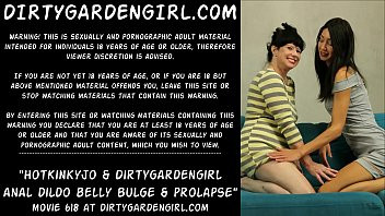 Play Hotkinkyjo & Dirtygardengirl anal dildo belly bulge & prolapse