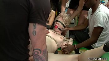 Play Blonde is rough anal banged in public